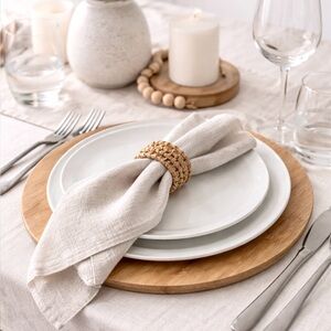 Set of 4 Natural Wood Chargers, Pottery Barn Style